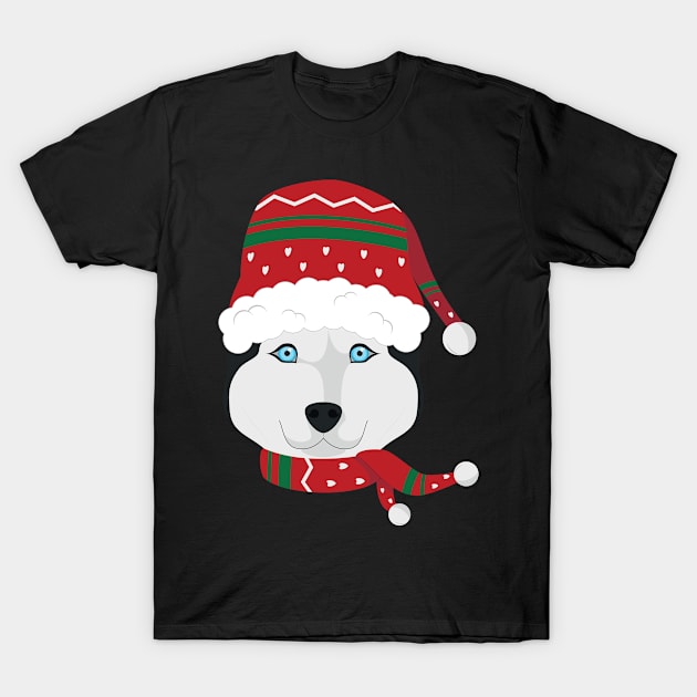 Siberian Husky Dog With Red Santa's Hat Funny Xmas Gift T-Shirt by salemstore